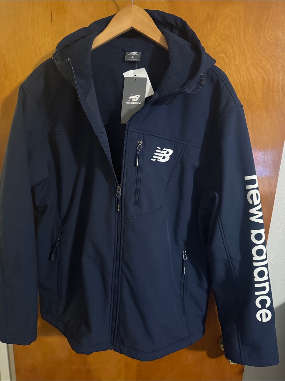 New Balance Fleece Jacket Mens XL Navy Softshell Zip Pockets